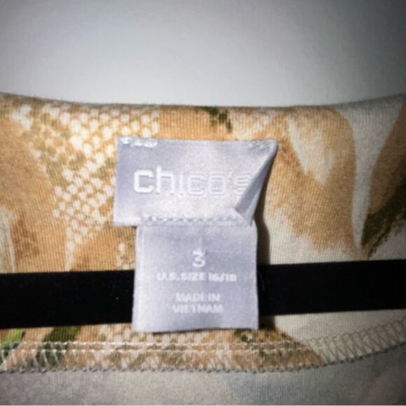 Chico’s Split Neck Tropical Snakeskin Print Short Sleeve Tunic Dress Chicos - Picture 8 of 13